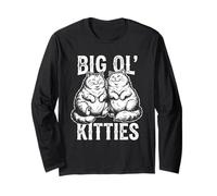Big Ol' Kitties Happy Chubby Cats Design Maglia a Manica