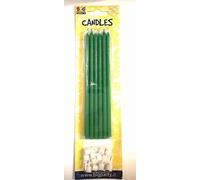 Big Party-12 Candele Sottili con Supporto, Verde Smeraldo, 71004