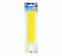 Big Party-12 Candele Sottili Gialli con Supporti, 71005