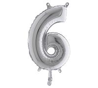 BIG PARTY - 42846 - Palloncino - numero 6 - H 36 cm - mylar - argento - Big party - 99136 - Conf. da 1 Pz.
