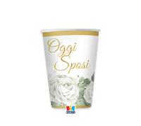 Big Party Bicchieri Carta 250 Cc Oggi Sposi Eucalipto Cf 6 Pz Bianco