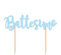 Big Party Cake Topper in Carta Scritta Battesimo - Sopratorta Celeste