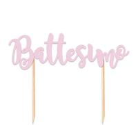 Big Party Cake Topper in Carta Scritta Battesimo - Sopratorta Rosa