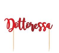 Big Party Cake Topper in Carta Scritta Dottoressa - Sopratorta Rossa