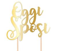 Big Party Cake Topper in Carta Scritta Oggi Sposi Gold - Sopratorta Oro