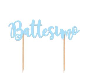 Big Party Cake Topper Italic Battesimo 20 Cm Celeste
