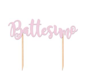 Big Party Cake Topper Italic Battesimo 20 Cm Rosa