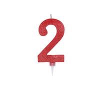 Big Party Candela Max Numero 2 Rosso Glitter 15 cm