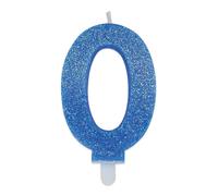 Big Party Candelina Numero 0 Cera Sweety Celeste Glitter