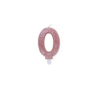Big Party Candelina Numero 0 Cera Sweety Rose Gold Glitter