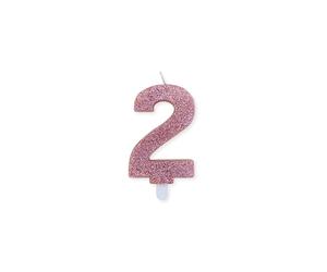 Big Party Candelina Numero 2 Cera Sweety Rose Gold Glitter