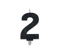 Big Party CANDELINA NUMERO 2 DI CERA SWEETY NERO GLITTER