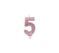 Big Party Candelina Numero 5 Cera Sweety Rose Gold Glitter
