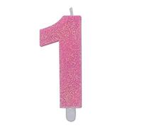 Big Party candelina Numero Uno 1 Rosa Glitter 9 CM