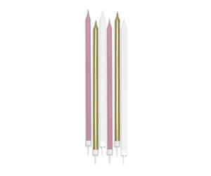 Big Party Candeline Matite Special Chic Rosa L 15 Cm 6 Pz + Supporto