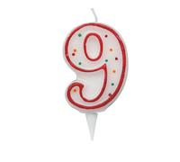 BIG PARTY - CC6039 - Candelina Zuccherino - numero 9 - H 8.5 cm - Big Party - 85975 - Conf. da 1 Pz. - CC6039