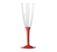 Big Party - CF 12 Calici Trasparenti Con Base Colorata 130cc - Colore rosso