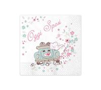 Big Party Conf.16 Tovaglioli di Carta Oggi Sposi, Bianco,Rosa e Tiffany, 25x25, 16 unità