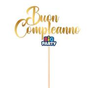 Big Party Mini Cake Topper Italic Buon Compleanno Oro Metal