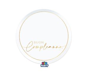 Big Party Piatti Carta Buon Compleanno Gold D 18 Cm Bianco Oro
