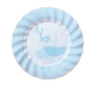 Big Party Piatti Carta It's a Boy D 25 Cm Cf 8 Pz Bianco Celeste