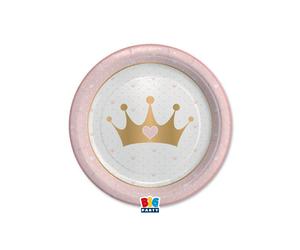Big Party Piatti D 18 Cm Princess Crown Rosa Oro 8 Pz