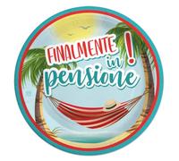 Big Party Piatti di Carta Finalmente in Pensione cm 18 CONF. da 8