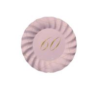 Big Party Piatti in Carta 60 Anni Rosa Gold Ø 20cm perfetti per il tuo Compleanno