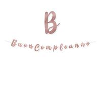 Big Party Striscione Rosa Gold Buon Compleanno | Decorazione per Festa Compleanno | GARLANDA in Carta, 300 x 15 cm