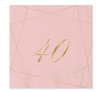 Big Party Tovaglioli 25 x 25 cm 40 Anni Rosa Gold