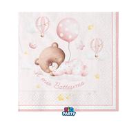 Big Party Tovaglioli Carta Battesimo Baby Bear 33 x 33 Cm Rosa Cf 16 Pz