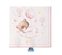 Big Party Tovaglioli Carta Battesimo Bear 25 x 25 Cm Cf 16 Pz Rosa
