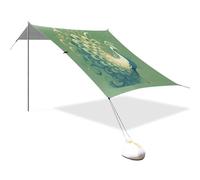 Big Peacock Spring Green Beach Tent & Canopy UPF50+ Protezione impermeabile grande portatile Sun Shelter con sacchi di sabbia, pala di sabbia, pali per campeggio, picnic, cortile e pesca