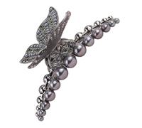 Big-Pearl Hair Claws, Stylish Shark Hairpin, Grey Pearl Metal Barrette, Fashion Hair Accessories for Women & Girls, 4,33 x 2,36 x 1,97 pollici Strong Grip Styling Tool