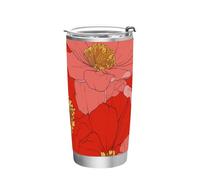 Big Red Bloom Flowers tazze da caffè riutilizzabili in acciaio inox con coperchio con coperchio tazza da campeggio per scuola, sport, asilo nido, campeggio e altro ancora, semplice bicchiere flip