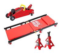 BIG RED T82040 Torin Hydraulic Trolley Floor Service/Floor Combo with 2 Jack Stands and Rolling Garage/Shop Creeper, 2 Ton (4,000 lb) Capacity, Red