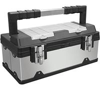 BIG RED Torin A5519BR - Cassetta portautensili portatile in acciaio inox e plastica, con serratura in metallo, scomparti multipli, coperchio trasparente e vassoi rimovibili, in acciaio inox/nero