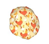 Big Rooster Beige Jirafa Gorro de ducha Mujeres Impermeable Reutilizable Forro de PEVA Dobladillo elástico ajustable para todo el cabello largo Gorro de baño