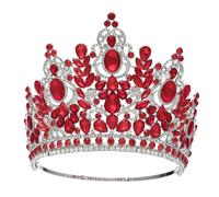 Big Round Crown High Royal Queen Croona di nozze di cristallo Cristallo Banquet Crowns Accessori per capelli blu d'argento blu d'argento