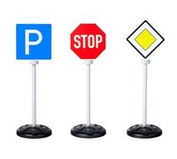 BIG Segnali stradali Bambini (69 cm ciascuno) - Set da 3 cartelli stradali con 5 segnali per Giocare e Imparare, per Bambini a Partire da 1 Anno, Giocattoli per Interni ed Esterni