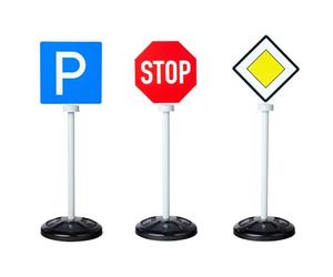 BIG Segnali stradali Bambini (69 cm ciascuno) - Set da 3 cartelli stradali con 5 segnali per Giocare e Imparare, per Bambini a Partire da 1 Anno, Giocattoli per Interni ed Esterni
