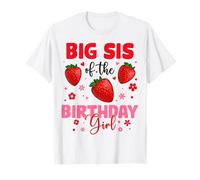 Big Sis of The Birthday Girl Fragola Compleanno Famiglia Maglietta