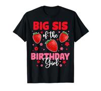 Big Sis of The Birthday Girl Fragola Compleanno Famiglia Maglietta