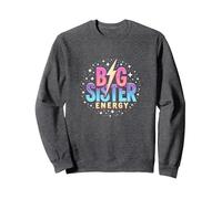 Big Sister Energy Sparkly Retro Testo, Sorelle Grandi per Ragazze Felpa, Unisex per Adulti, Grigio Scuro, S