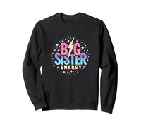 Big Sister Energy Sparkly Retro Testo, Sorelle Grandi per Ragazze Felpa, Unisex per Adulti, Nero, S