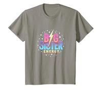 Big Sister Energy Sparkly Retro Testo, Sorelle Grandi per Ragazze Maglietta, Bambini, Ardesia, 2 Anni