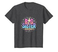 Big Sister Energy Sparkly Retro Testo, Sorelle Grandi per Ragazze Maglietta, Bambini, Grigio Scuro, 10 Anni