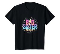 Big Sister Energy Sparkly Retro Testo, Sorelle Grandi per Ragazze Maglietta, Bambini, Nero, 12 Anni