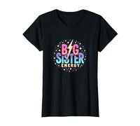 Big Sister Energy Sparkly Retro Testo, Sorelle Grandi per Ragazze Maglietta, Donna, Nero, 3XL