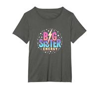 Big Sister Energy Sparkly Retro Testo, Sorelle Grandi per Ragazze Maglietta, Donna Plus-Size, Asfalto, 2X